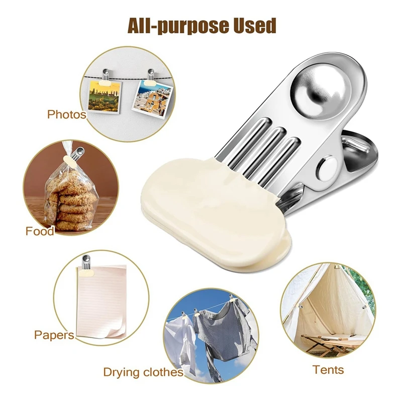 Top-12 Pack Chip Bag Clips For Food Storage, Food Clips Bread, Stainless Steel Chip Clips , Clips For Kitchen And Office