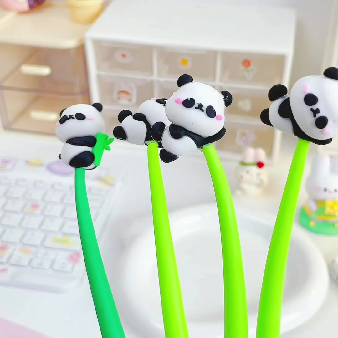 2 шт./лот, гелевая ручка с милой пандой, каваи, 0,5 мм, ручки с черными чернилами, детские школьные канцелярские принадлежности, офисные принадлежности, ручка для подписи