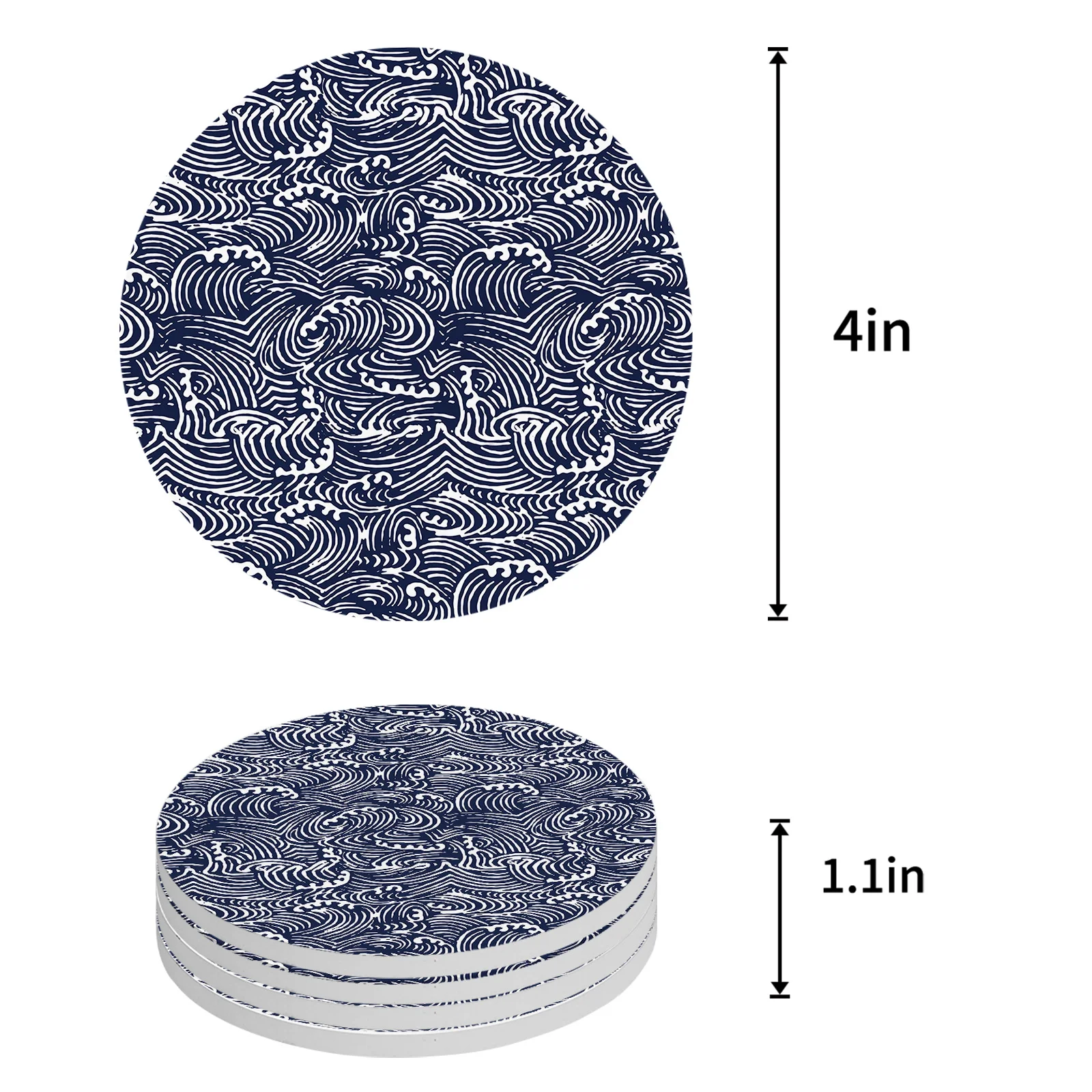 Sea Wave Texture Ceramic Coaster Set Coffee Tea Cup Coasters Kitchen Accessories Round Placemat