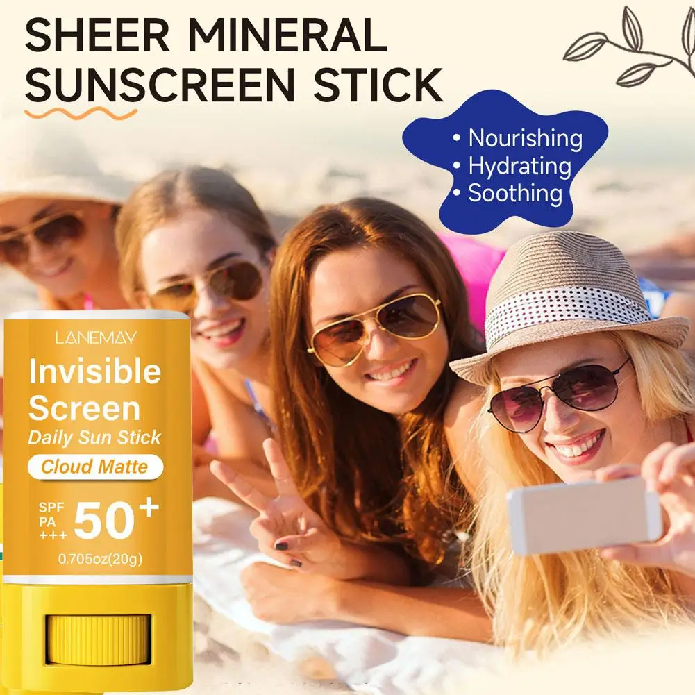 Invisible Daily Sun Stick SPF50 PA+++,Cloud Matte Hydrating Sunscreen Stick, Water-Resistant UV Protection for Face, Non-Greasy