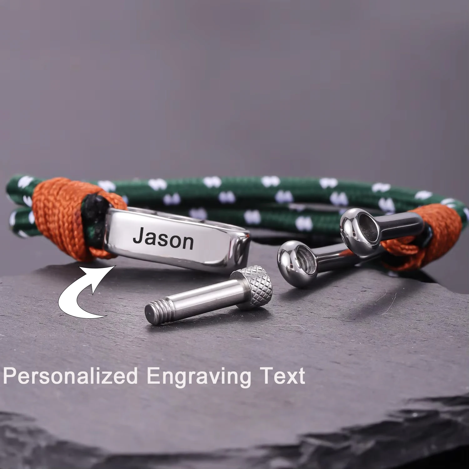 

Custom Men Bracelet Nautical Style Double Strand Rope With Stainless Steel Shackle Clasp Wrap Bracelet Unique Personalized Gift