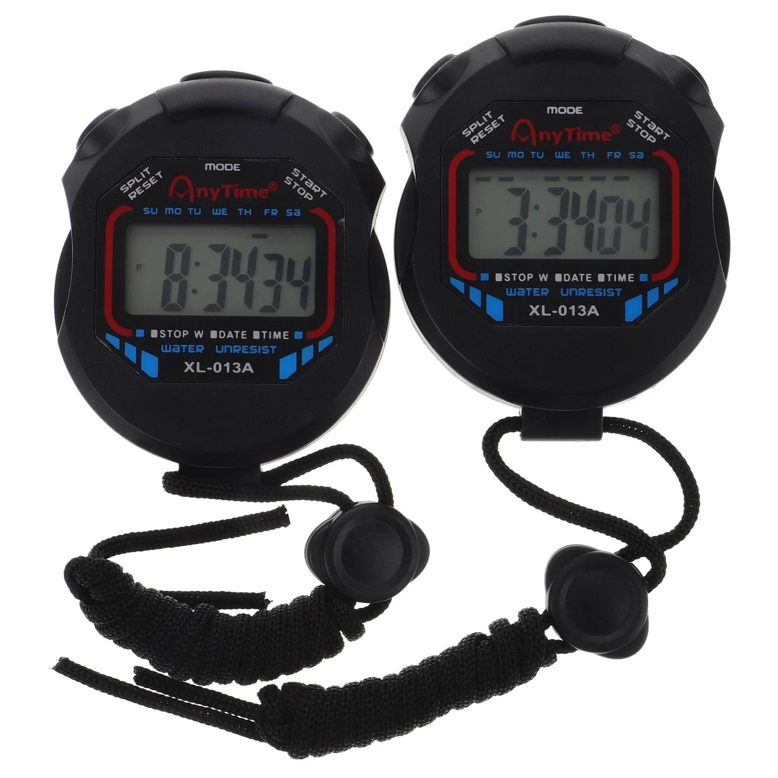 2pcs Digital Professional Handheld LCD Stopwatch Sports Chronograph Timer with Alarm Feature for Kids Runner Sports Fitness and