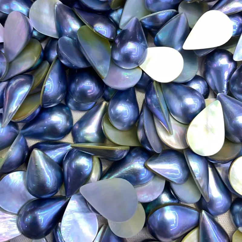 1piece sea  MABE Pearl drop blue 13-18mm loose beads nature wholesale  no hole pendant  FPPJ