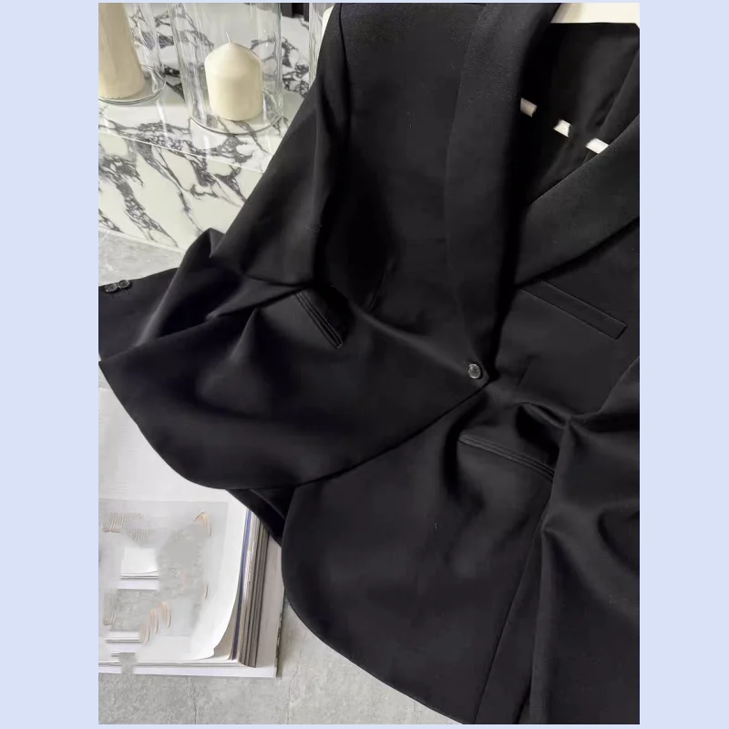 Herfst/winter klassieke basisstijl casual blazer met ronde hals en ronde hals