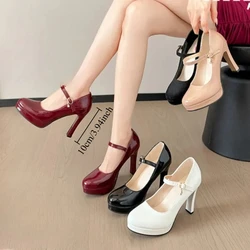 Women Pumps Spring 2026 Fashion Buckle Solid Heels Women Fashion Elegant High Heels Shoes for Women Mary Jane Heeled Footwears