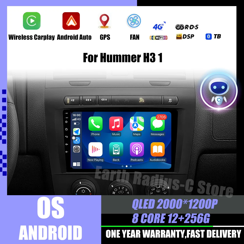 

9 " for Hummer H3 1 2005 - 2010 Android 14 Car Radio Multimedia Video Player Navigation stereo GPS Carplay Auto 4G NET 5G WiFi