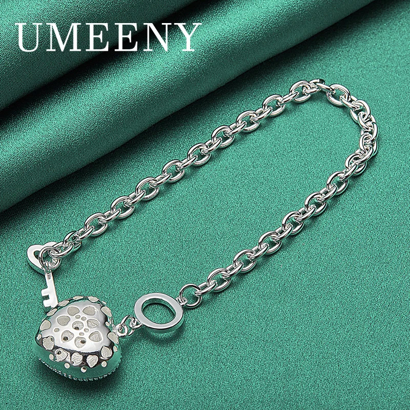

Luxury 925 Sterling Silver 8 Inch Exquisite Fashion Heart Shaped Bracelet Women Wedding Engagement Jewelry