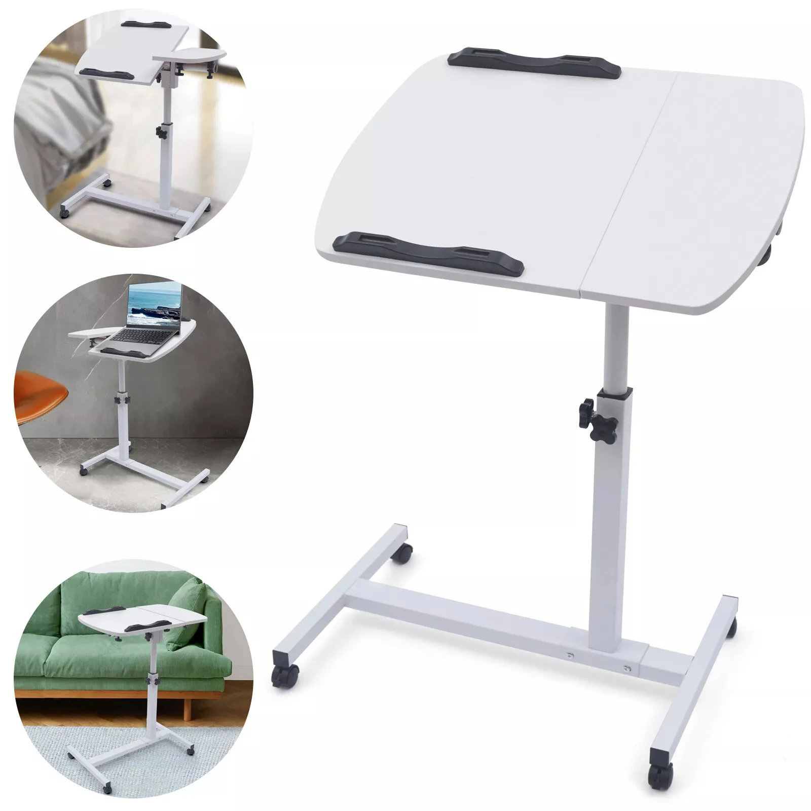 

Mobile Adjustable Laptop Desk - Rolling Table for Office & Computer Use, NEW