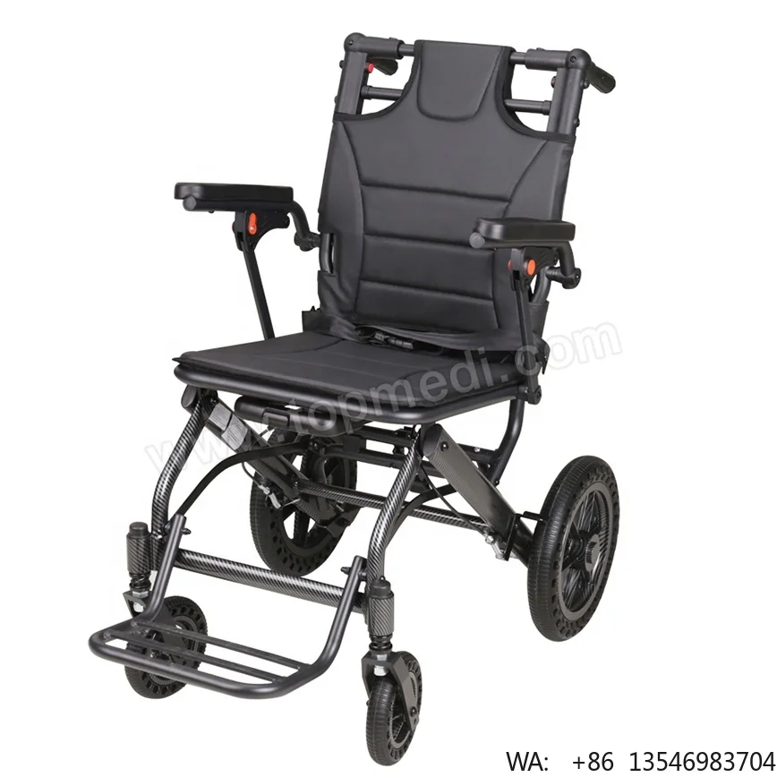 Silla de Ruedas de Viaje Reclinable, Ligera y Portátil, de Fibra de Carbono, con Reposacabezas