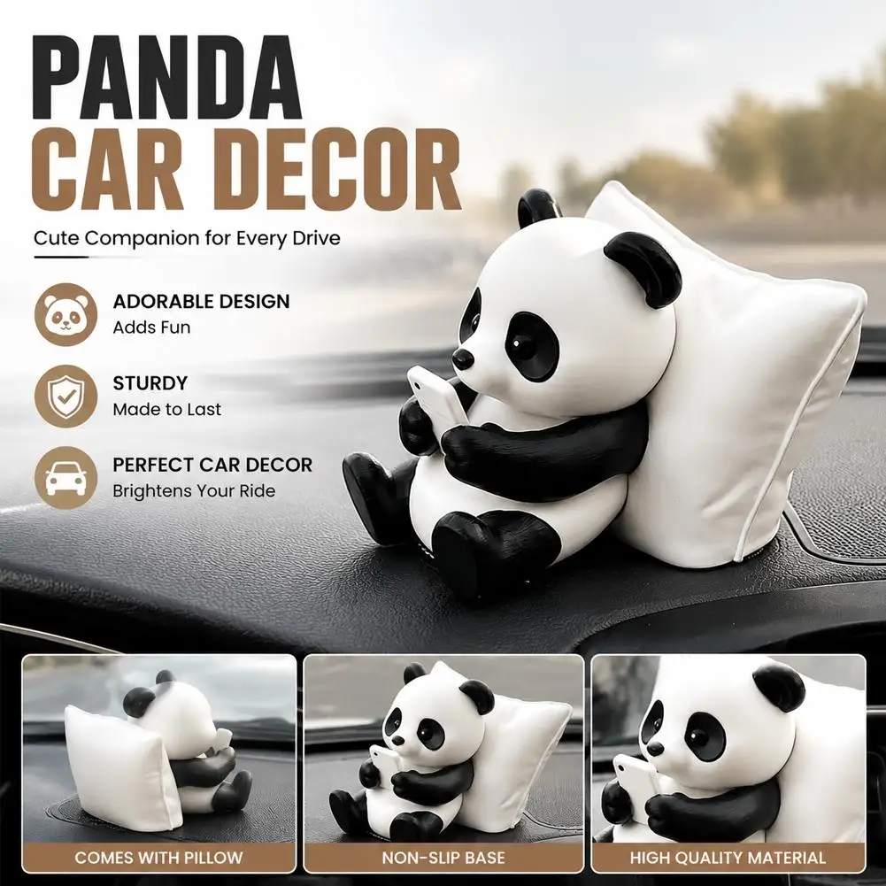 Panda Sculpture Ornament, Desktop Office Decoration, Car Decor, Creative Animal Model, Collectible Figurines, Car Ornament