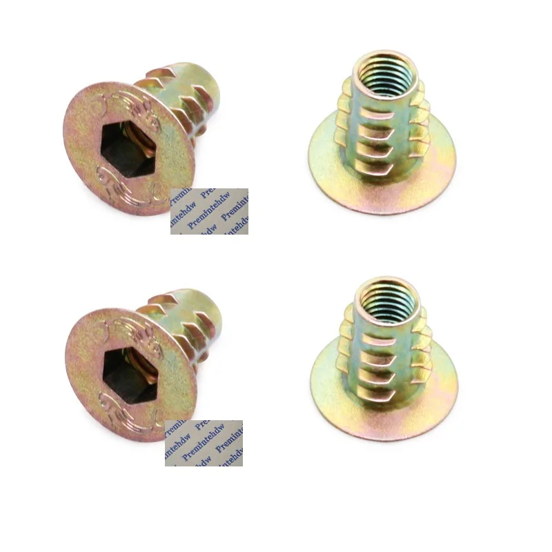 

100Pcs Zinc Alloy Hex Drive Embedded Taper Nut E-nut T-nut With Flange For Bed Chair Table Leg Connecting