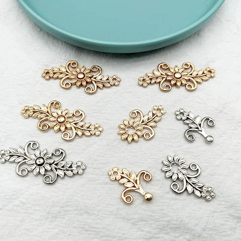 10pcs Floral Interlocking Metal Buckle Hanfu Cheongsam Collar Button Traditional Costume Snap Fastener