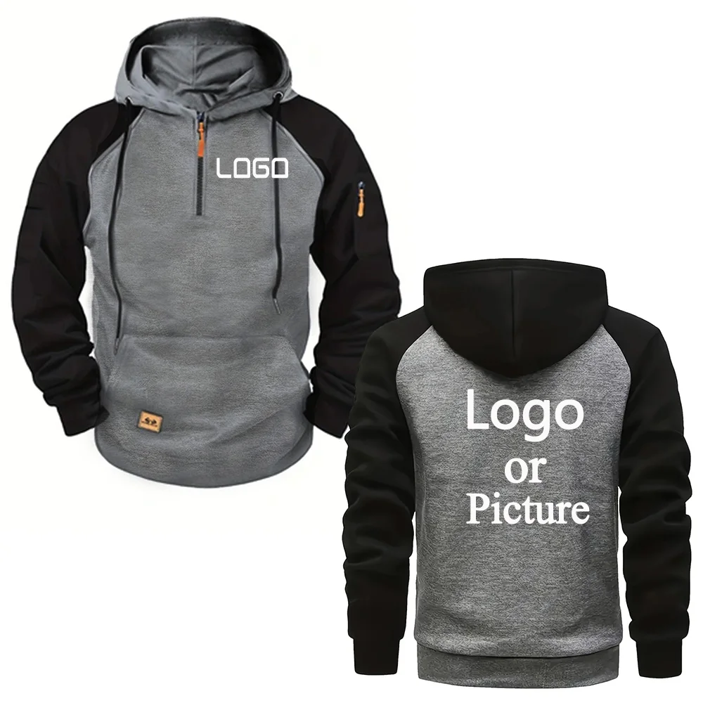 

Custom printed hoodie, color-blocked casual stylish warm hooded sweatshirt, unisex personalized street style hoodie.
