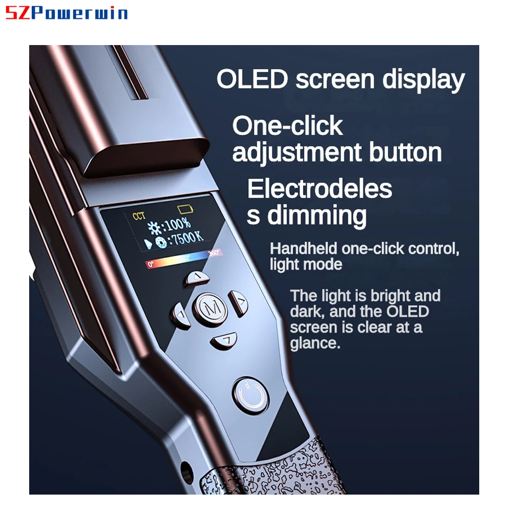 Ручной портативный Powerwin 14 Вт 360 °   Красочная светодиодная лампа RGB, 19,68 дюйма, фотостудия, Vedio, световой стержень, палочка CRI 95 3000-6000K