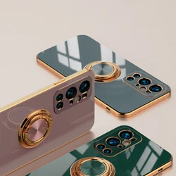 Luxury Plating Metal Ring Holder Shockproof Case For For OnePlus 9 9R 8T 10 10R 11 11R 12 One Plus ACE ACE2 2V Pro Back Cover
