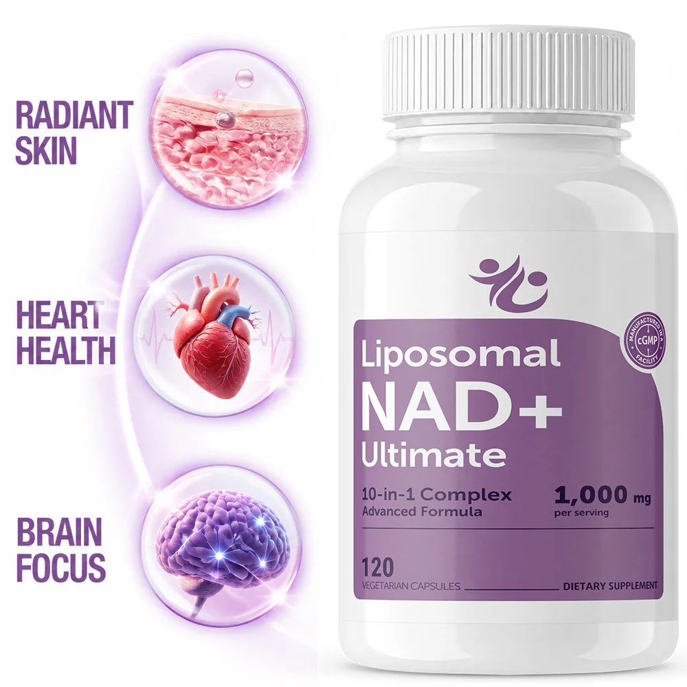 

Liposomal NAD+ Ultimate Complex 1,000mg, 10-in-1 with Resveratrol, Glutathione & Astaxanthin, Boosted Energy, Brain Function