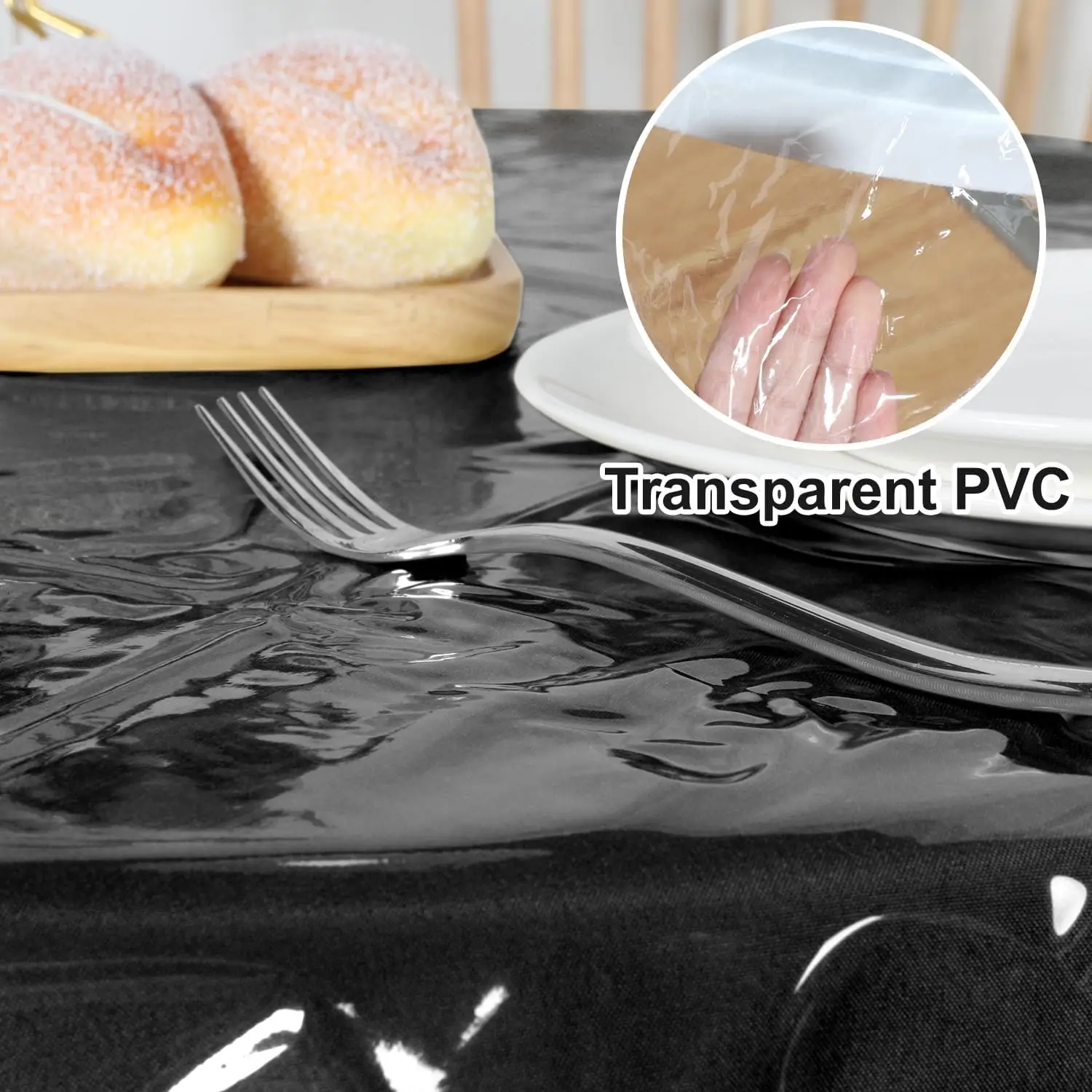 PVC transparent tablecloth with a thickness of 0.25mm, heat-resistant, waterproof, and oil resistant dining table mat, 1pc