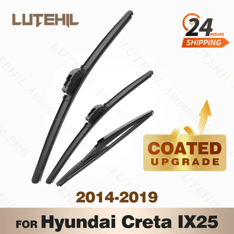 

LUTEHIL's Silicone Front & Rear Wiper Set For Hyundai Creta IX25 MK1 2014 - 2019 2015 coated windshield wiper blade 24"+16"+11"