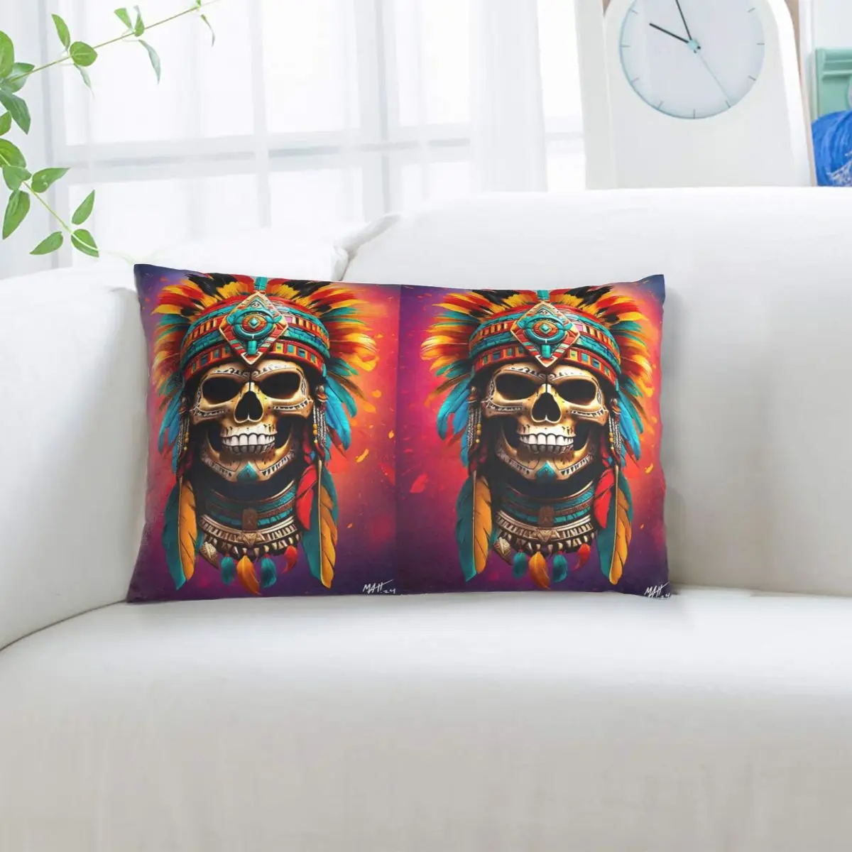 Aztec Skull7 Rectangle Pillowcase Cushion Cover Decor Bedroom Bed Home Comfort Throw Pillow