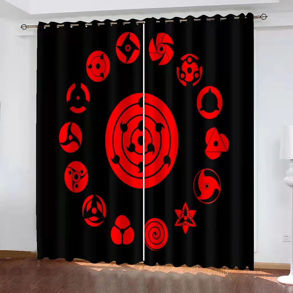 Interesting Burning Red Cloud Anime Window Decoration Blackout Curtains for Kids Boys Bedroom Living Room High-grade Decoration