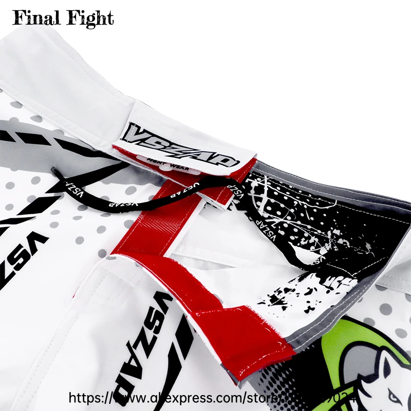 BJJ Shorts for Men MMA Fight Shorts Men Vszap No Gi Jiu Jitsu Grappling Boxing Kickboxing Cage Fighting Training Shorts White