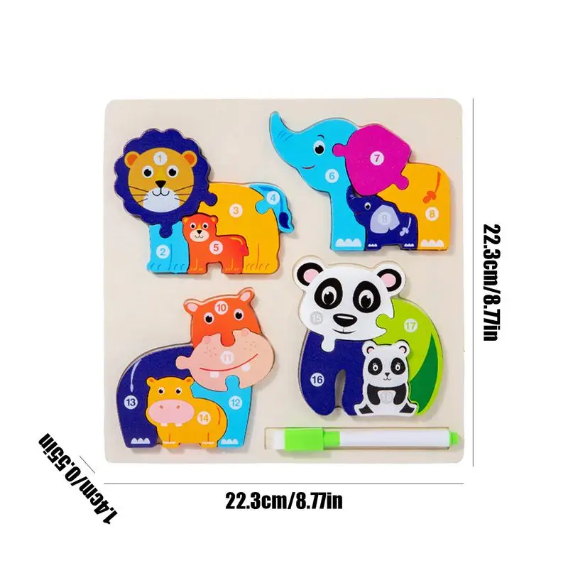 Animal Shape Puzzle Brain Games Intelligence Toys Double-sided Colorful Novelty Animal Shape Puzzle For Children Logic Game STEM