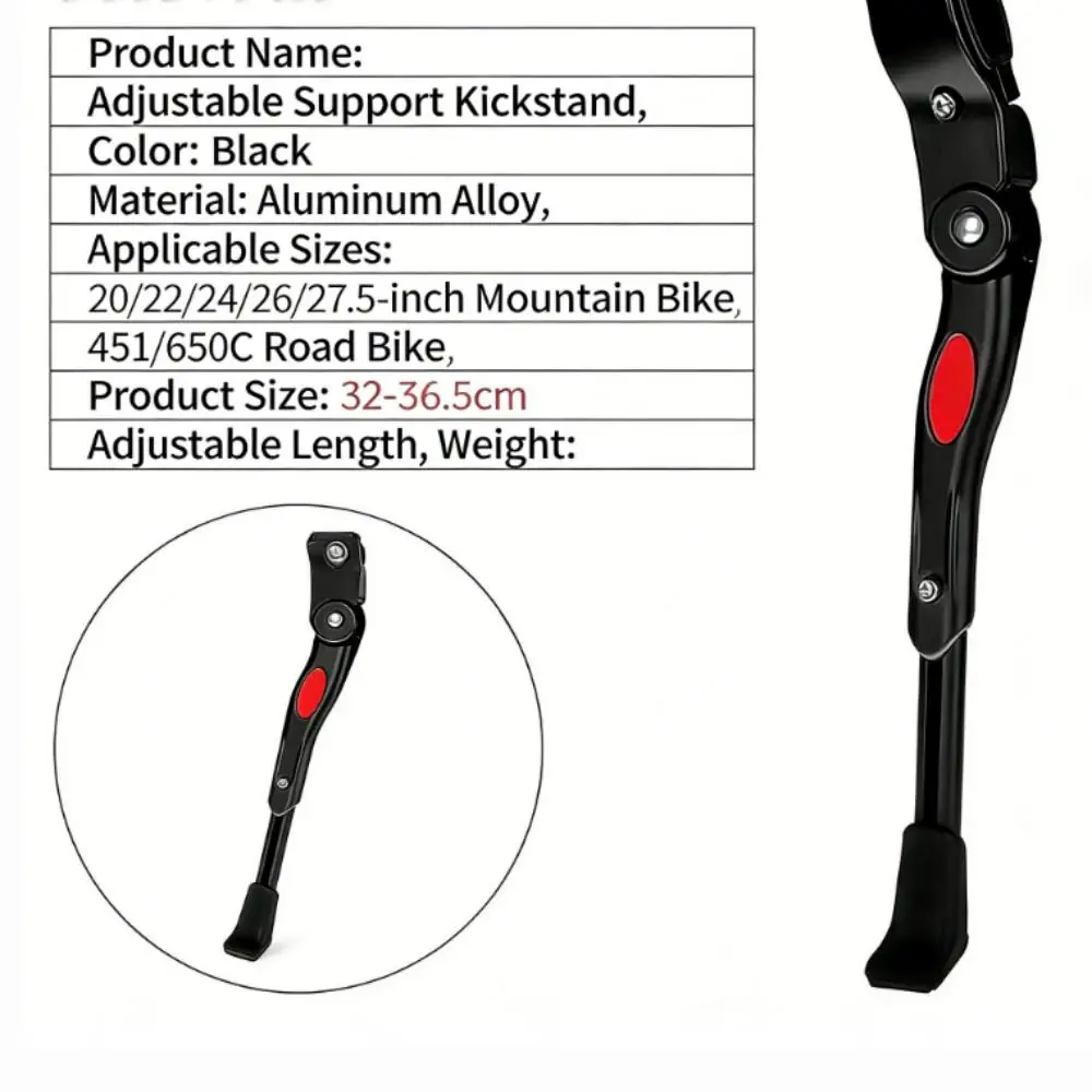 Adjustable Bicycle Kickstand Parking Rack Bicycle Side Support Kickstand for 22 24 26 Inch Mountain Bike