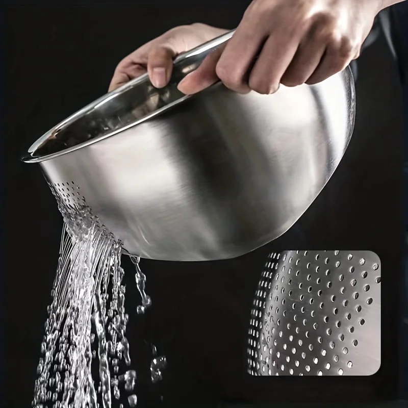 1pc, Rice Washing Drain Basket, Rice Washing Filter Basket, Rice Washing Sieve, Stainless Steel Rice ColanderKitchen Utensil