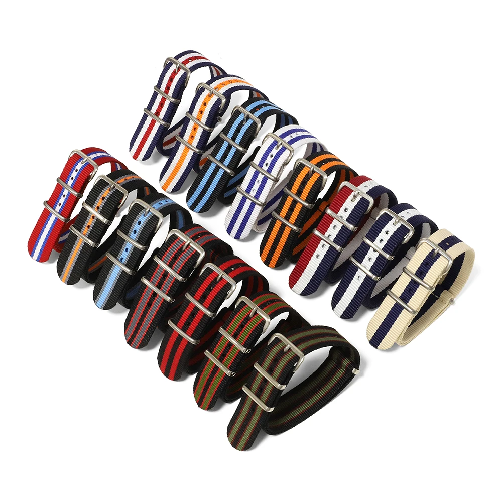 

18mm 20mm 22mm Nylon Woven Canvas Watchband Fine Steel Needle Buckle Universal Bracelet for SEIKO IWC Citizen Rolex for Men