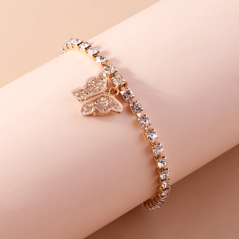 Aihua Neue Glänzende Kubische Tennis-Ketten-Schmetterlings-Armbänder für Frauen Sommer Strand Verstellbare Armbänder Geburtstagsparty-Schmuck – Detail 3