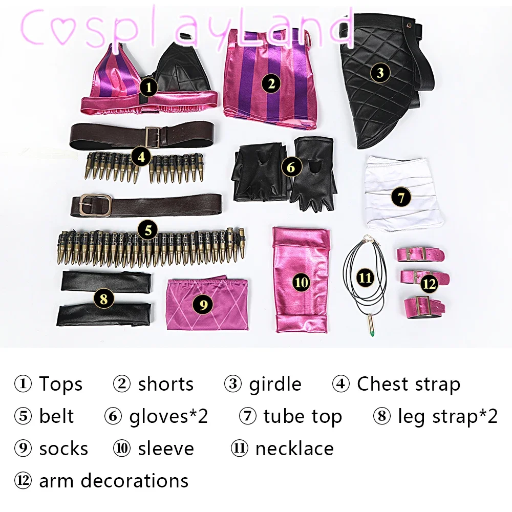 Game LOL Arcane Jinx Cosplay Costume Arcane Battle Outfits Carnival Halloween Costumes Party Fancy Women Sexy Suit Accessories
