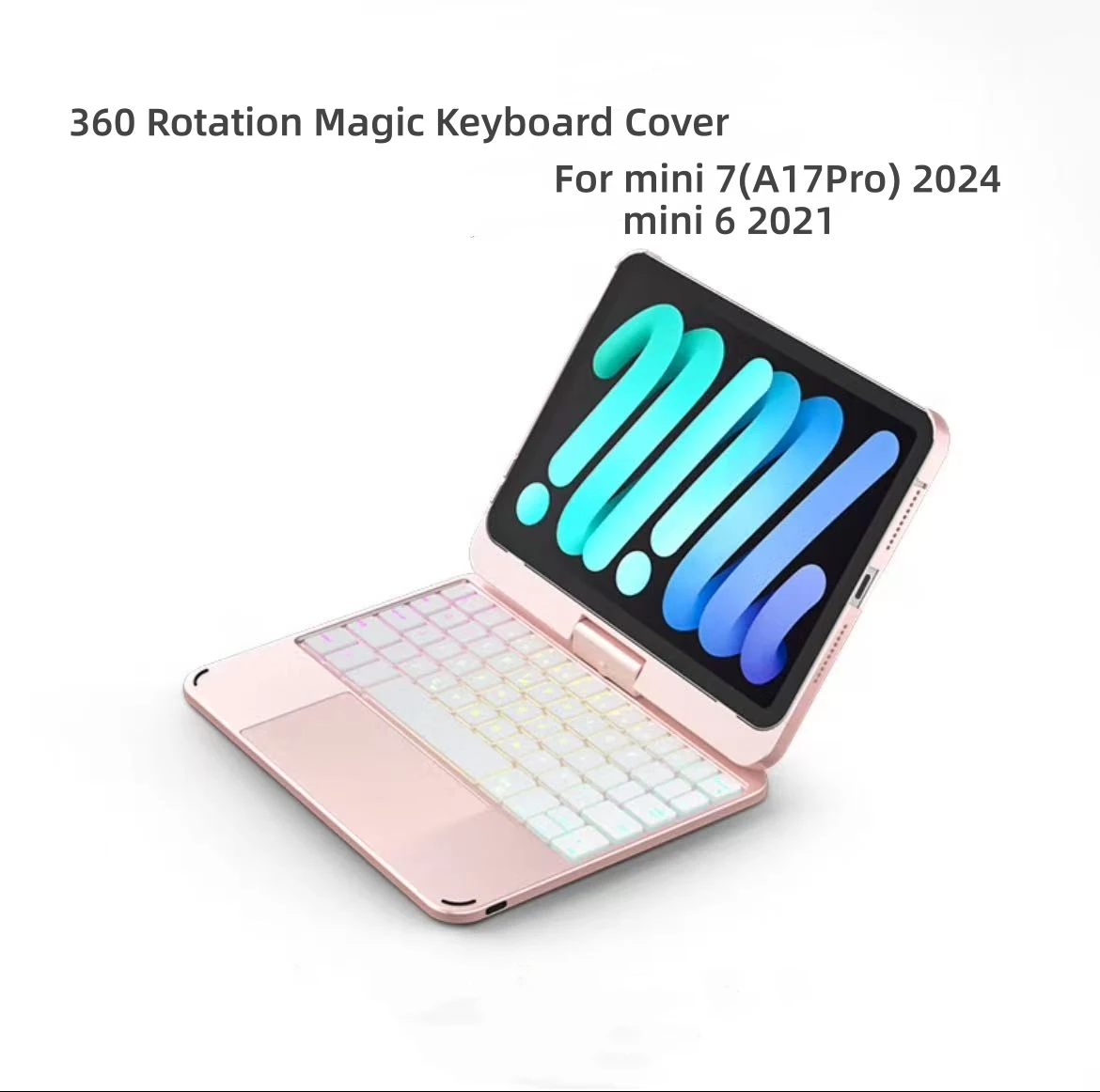 Magic Keyboard Case For iPad Mini 7(A17 Pro) 6 2024 2021 8.3inch A2995 A2996 A2567 A2568 A2569 360 Rotation Magic Keyboard Cover