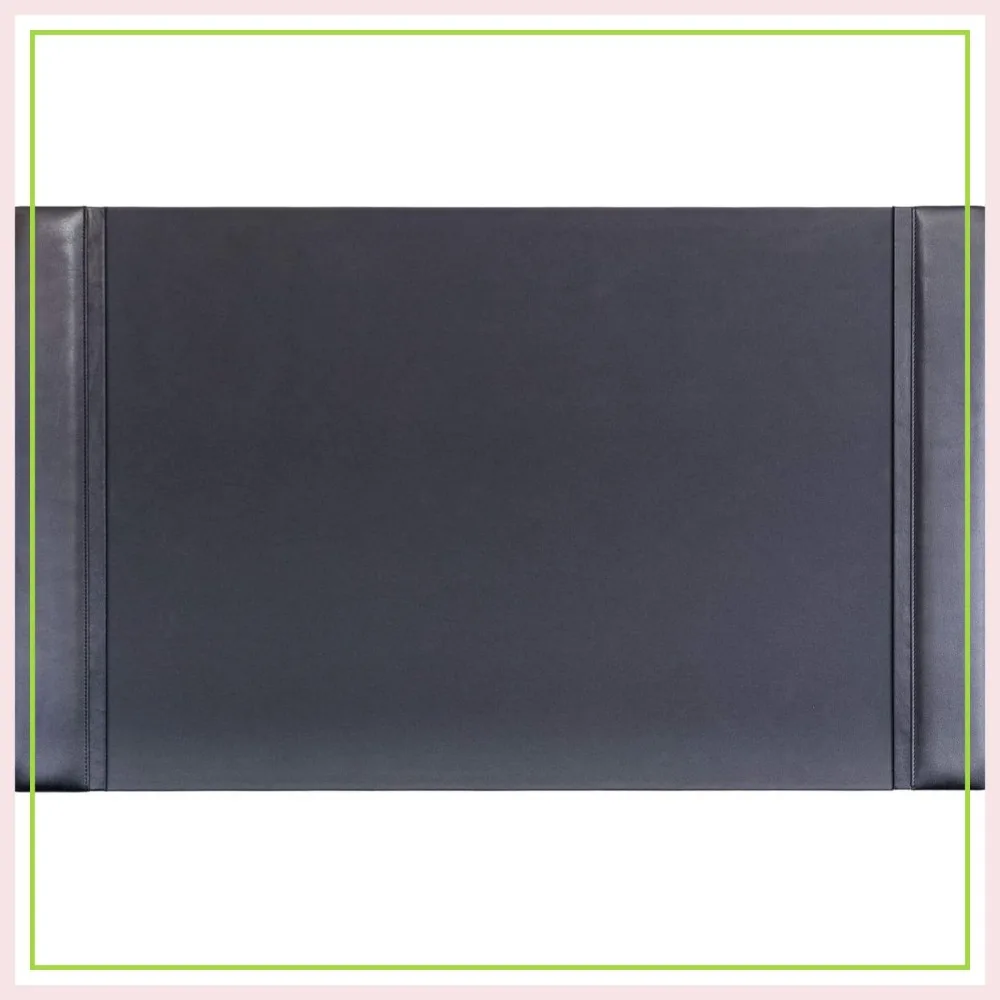 

Classic Leather Desk Pad with Side Rails - Luxury Blotter for Writing - Padded Executive Desk Protector, 34" x 20" Black