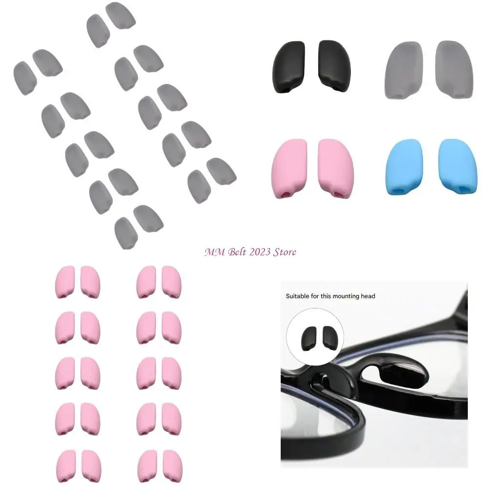49ME Black Silicone Nose Pad 10 Pairs Anti Slip Cushions for Secure Glasses Fit