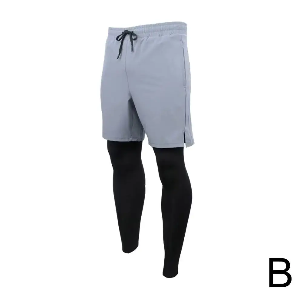 U6Z1-Double Calças de Camada, 2 em 1, Alta Elástica, Secagem Rápida, Respirável, Jogging, Confortável, Corrida, Sportswear, Basquete, Ginásio, U6Z1