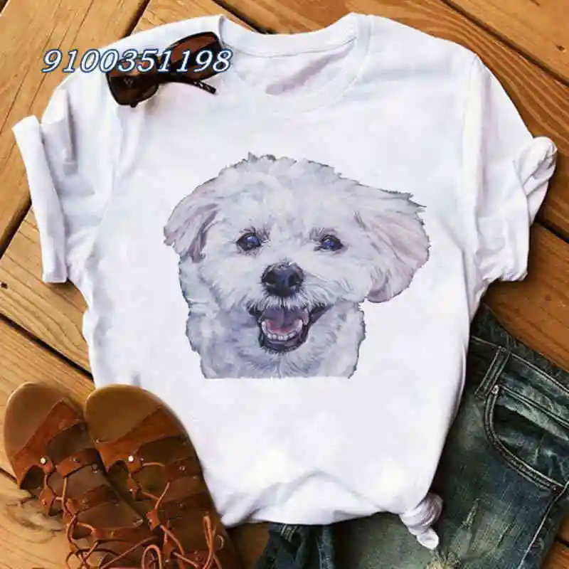 

Lovely Dog Print Women T-Shirt Animal Harajuku Ladies Round Neck Short Sleeve Summer Tops & Tees Fashion Tshirts Dropshipping