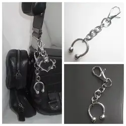 Charms Bags Keychain Horseshoe Nose Clip Pendant Keychain Silver Color Jewelry Accessories Backpack Pendant Y2K Punk Style