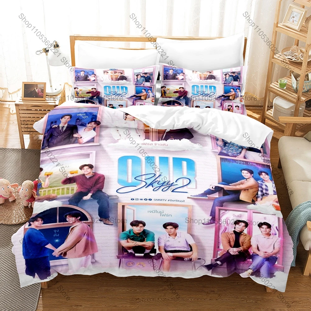 PondPhuwin Fish Upon The Sky Never Let Me Go We Are Thai BL Series Bedding Duvet Cover + 2 Pillowcases Teen BL Fan Cozy Bedroom