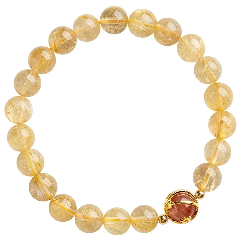 New Chinese Style Overnight Rich Citrine Natural Hand Beaded Lucky Bracelet Women's High-end Bracelet Attracts Wealth Gift