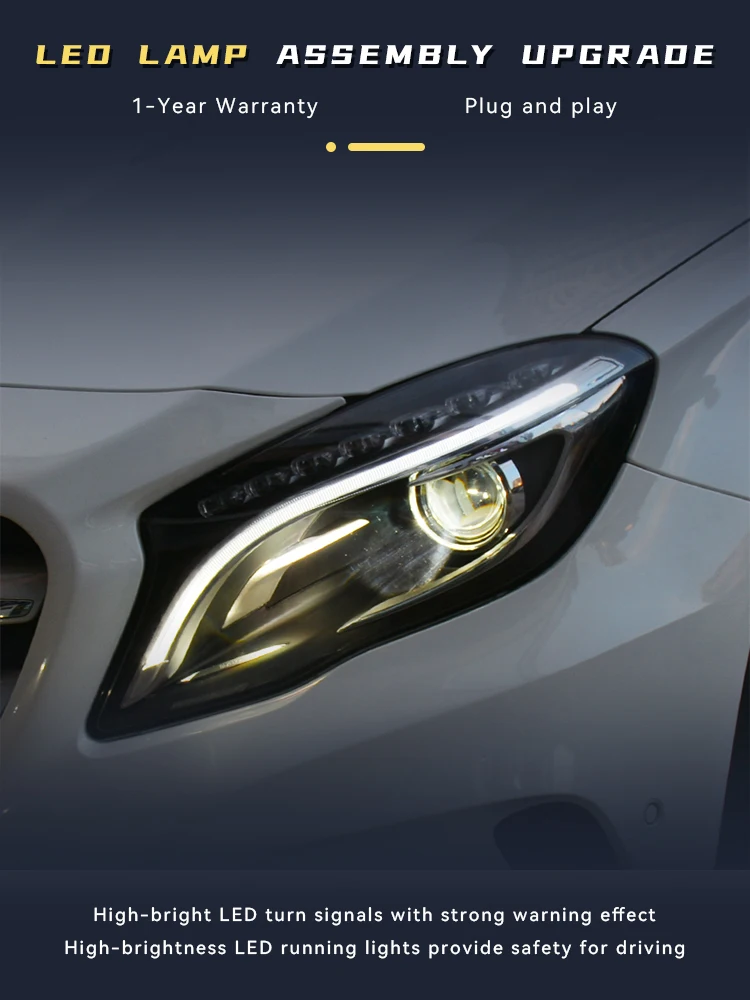 Car Lights For Benz GLA200 GLA300 X156 2016-2019 Headlight LED Upgrade Highlight Projector Bifocal Lens Accessories Front Lamp