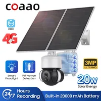 Outdoor Solar Powered Camera 4G SIM 3MP with 20W Solar Panel UBOX 360 PTZ CCTV Security Protection Battery Video IP Cam CCTV