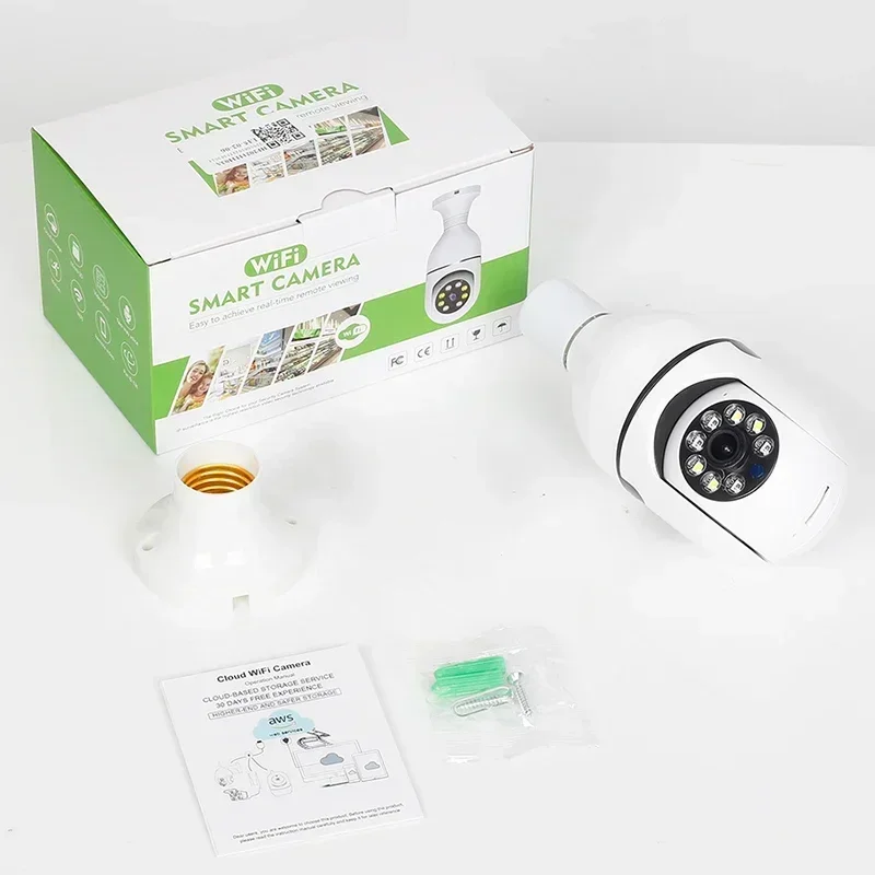 Câmera de Vigilância IP sem fio, Visão Noturna, Home CCTV Security, 4x Vídeo Zoom Digital, Câmera IP interior, Wi-Fi, 2.4G, 5G, Lâmpada E27, 2MP