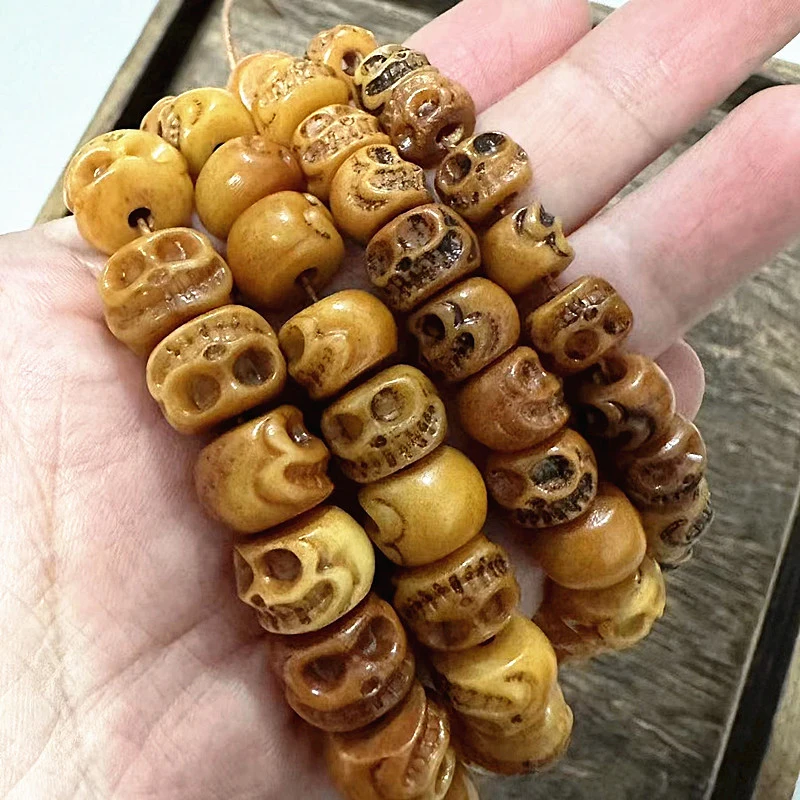 Antique cow bone long bar skull 108 pieces beads hand jewelry bracelet accessories