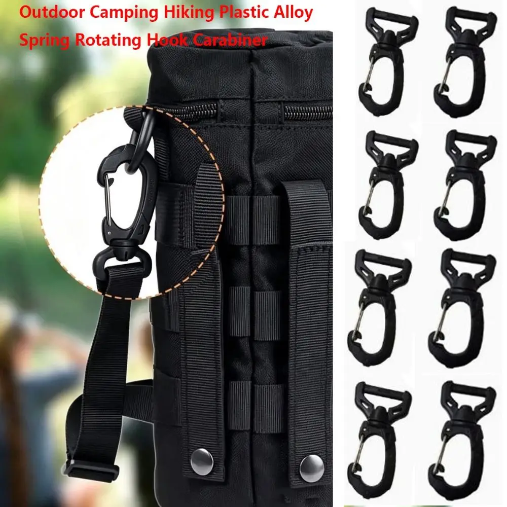 New Black Camping Hiking Keychain 25mm/38mm Plastic Spring Rotating Hook Belt Clip Outdoor Tool