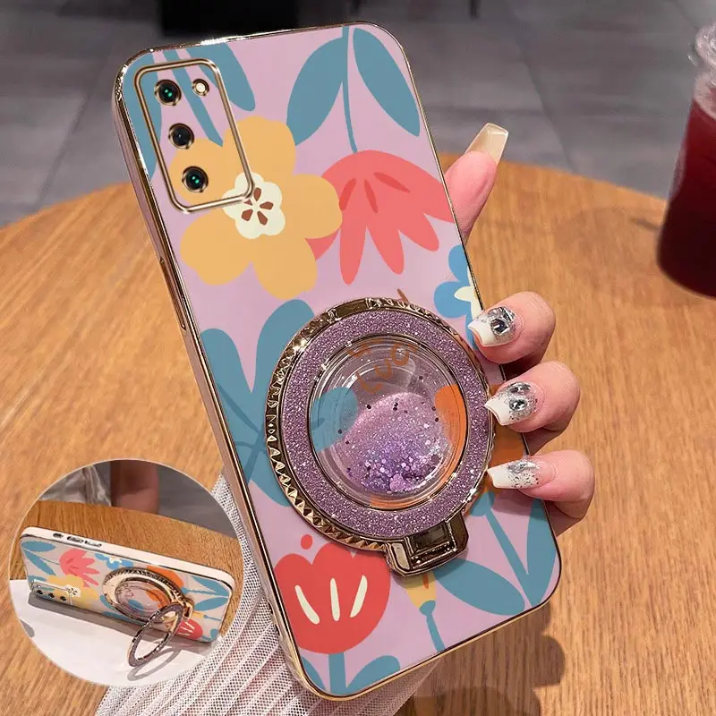 S20FE Colorful flowers Plating Phone Case For Samsung S23 S22Ultra S21Plus S20FE S23Ultra S23Plus S21FE S22Plus S21Ultra Cover