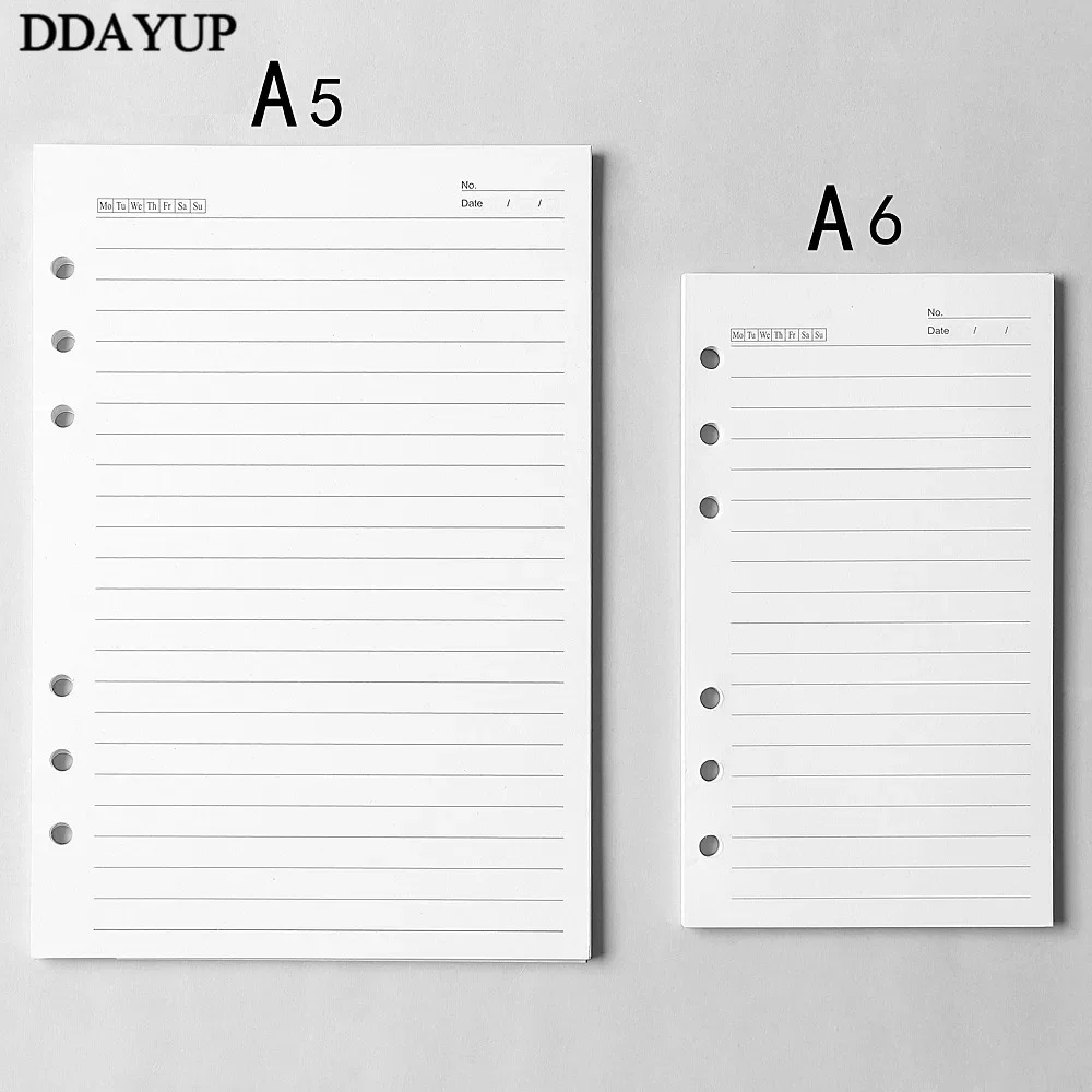 A5 A6 Loose Leaf Notebook Refill Spiral Binder Inner Page Diary Weekly Monthly Planner To Do List Line Dot Grid Inside Paper