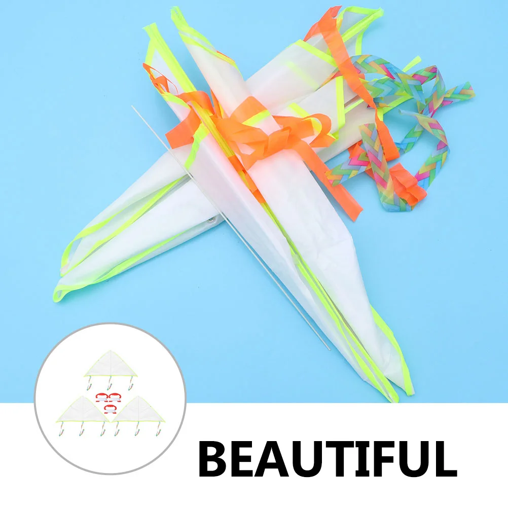 3 set Kids Diy Painting Kite White Blank Waterproof Fabric Outdoor Flying Long Tail Swivel Line Christmas Gift