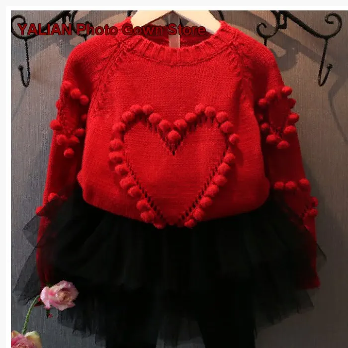 Girls Pullover Kids Pure Cotton Knit Top Princess Base Layer Christmas