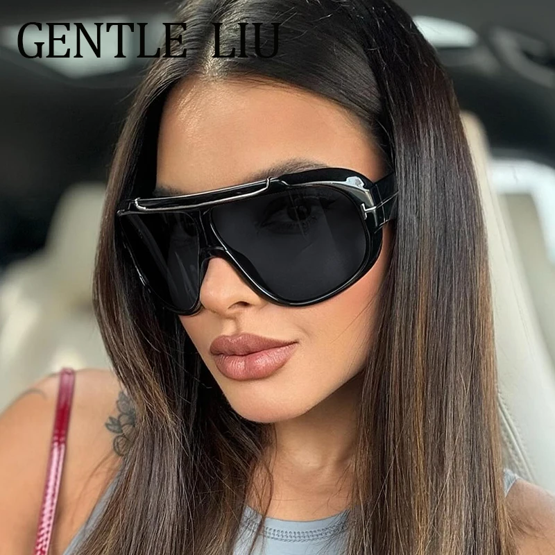 

Oversized Shield Punk Sunglasses Women Men 2024 Luxury Brand Big Frame Outdoor Sports Goggle For Lady Fashion Windproof Eyewear