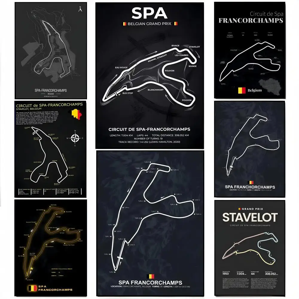 iconic circuit Circuit de Spa F-Francorchamps Poster Wall decals, perfect for hallways, living rooms, and home decor